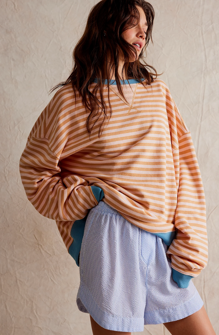 Women's Oversized Striped Sweatshirt