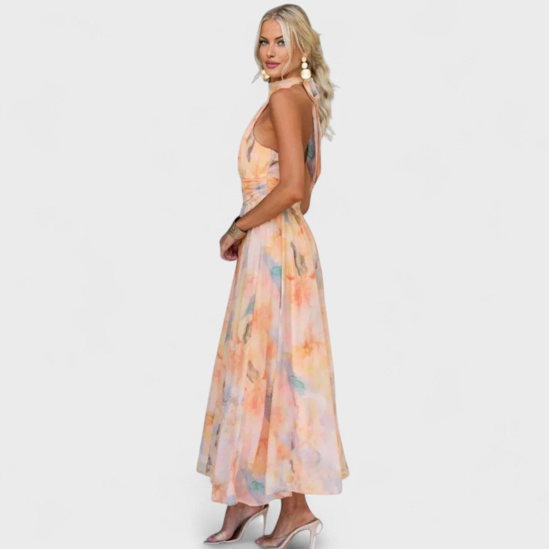 Women's Floral Halter Neck Summer Dress