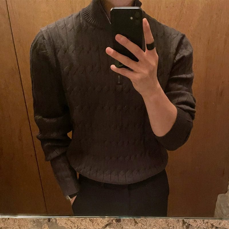 Men's Troyer Knit Pullover with Half Zip