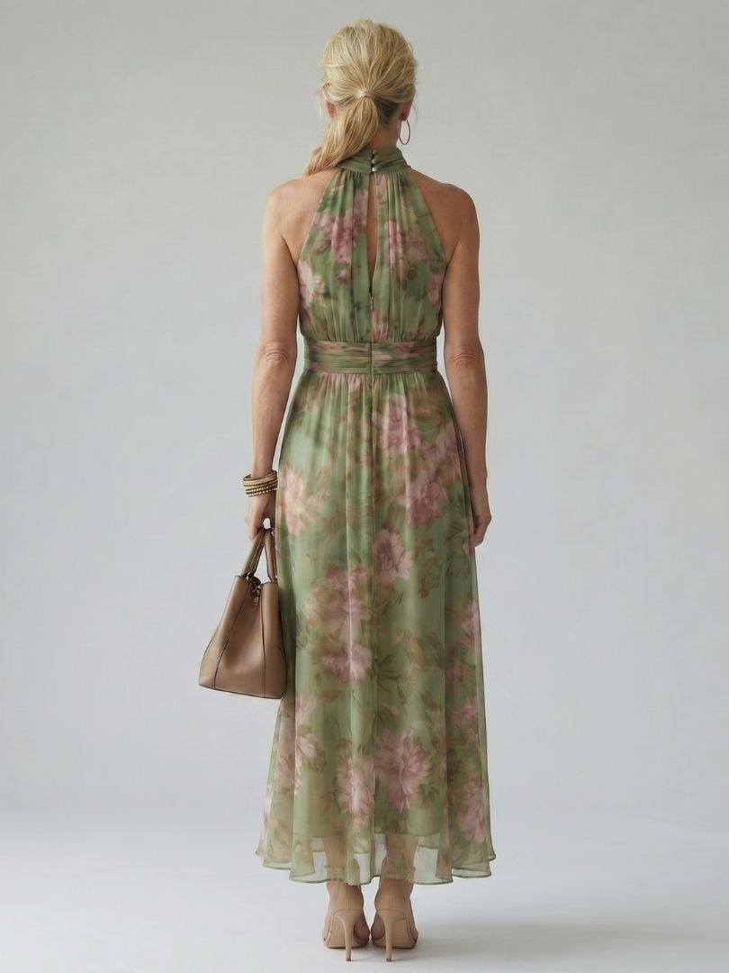 Women's Floral Halter Midi Dress