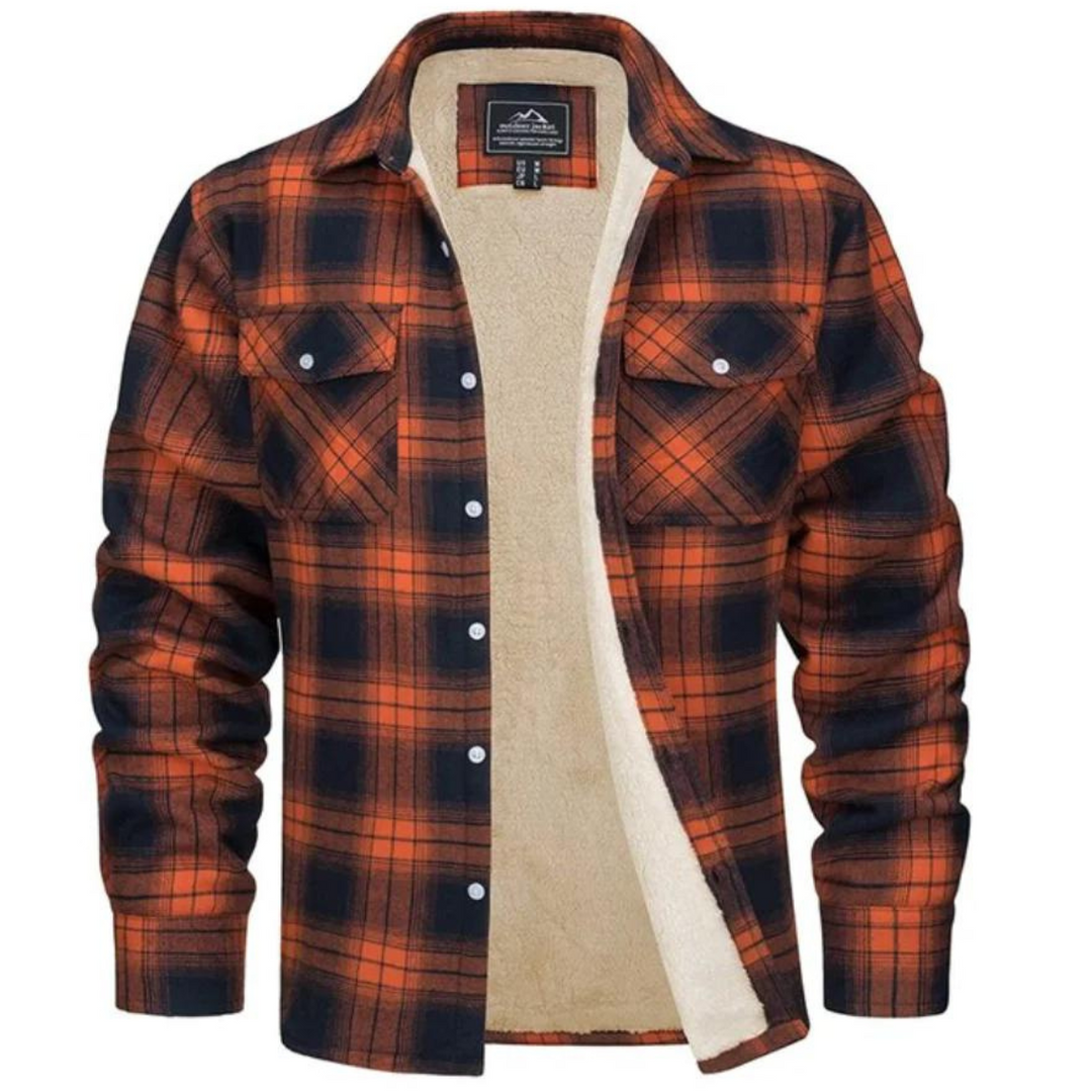 Men's Sherpa Lined Plaid Shirt Jacket