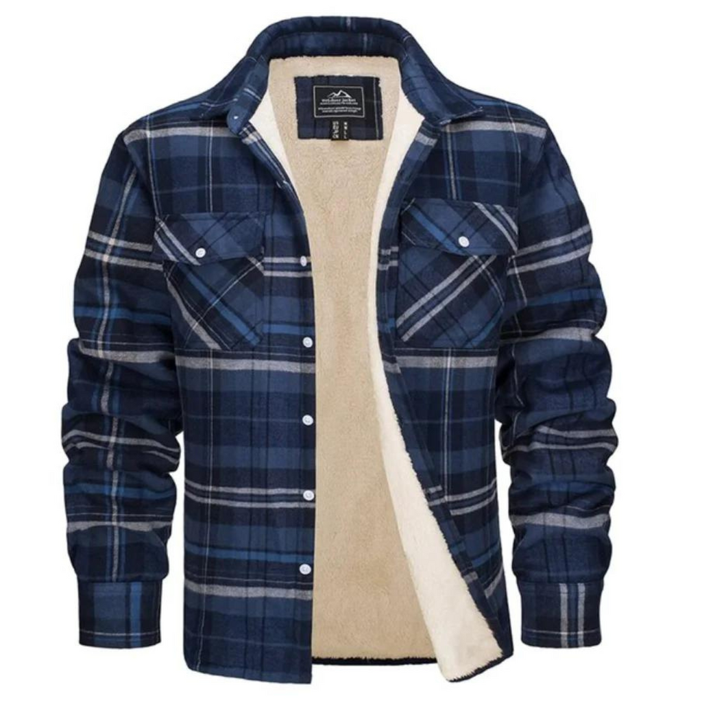 Men's Sherpa Lined Plaid Shirt Jacket
