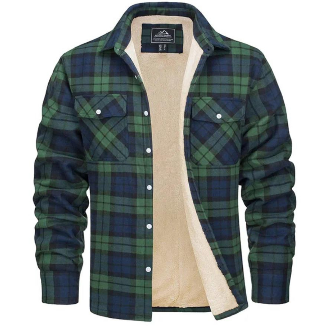 Men's Sherpa Lined Plaid Shirt Jacket