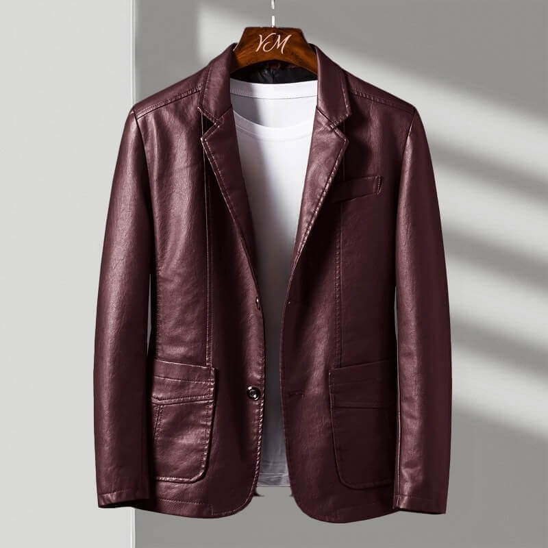 Men's Leather Blazer with Tailored Fit