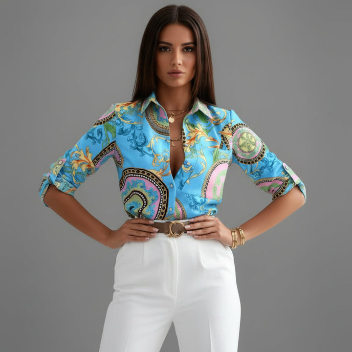 Women's Printed Button Front Shirt