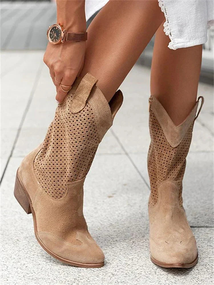 Bottes de cowboy pour femme avec fermeture zippée