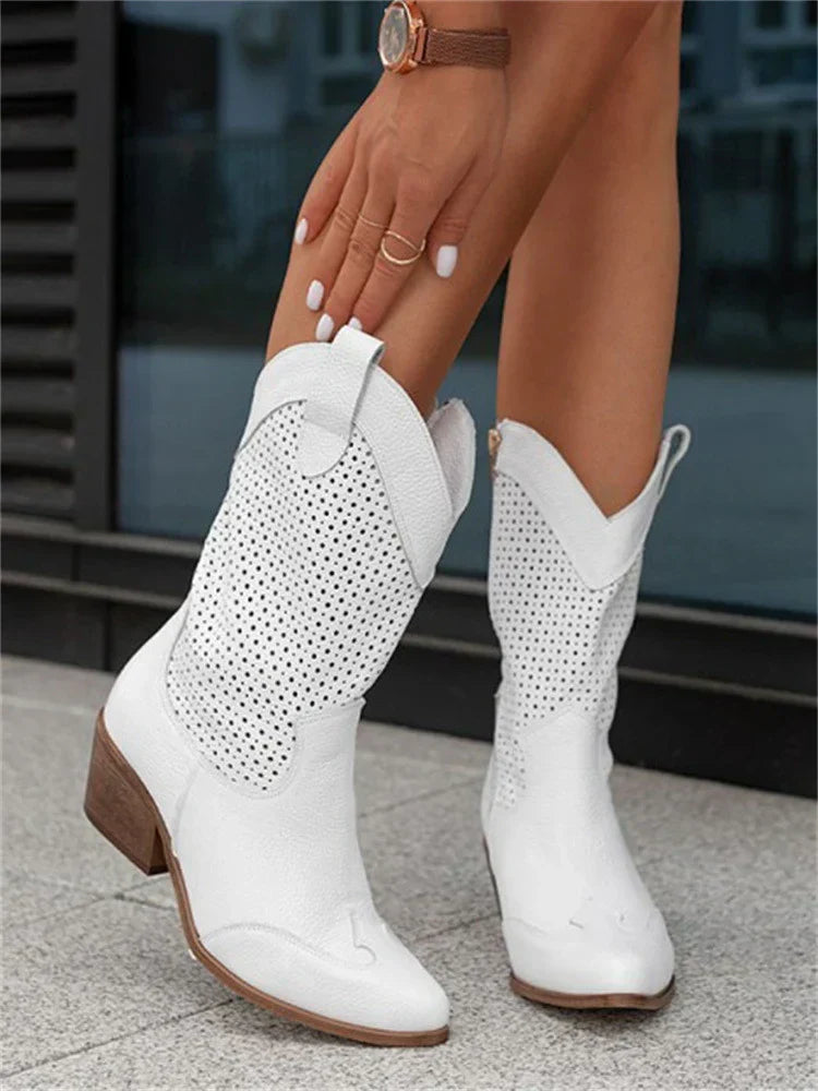 Bottes de cowboy pour femme avec fermeture zippée