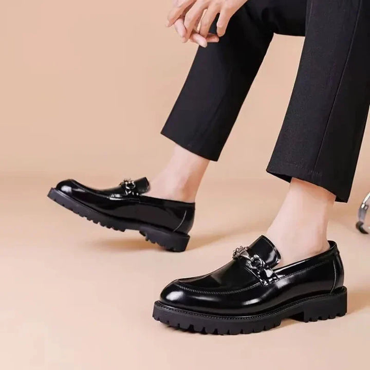 Men's Leather Loafers with Horse-Bit Detail