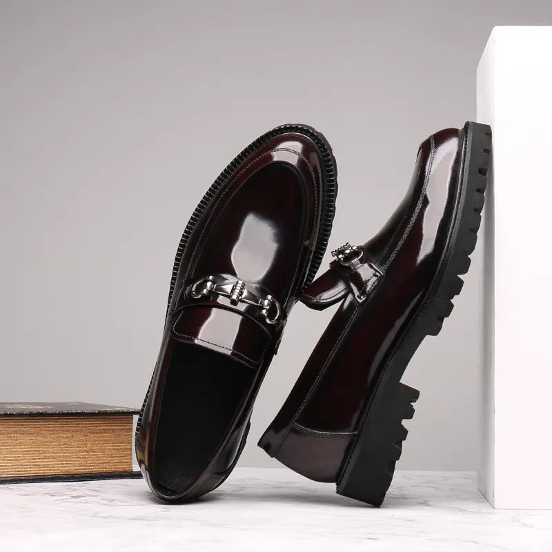 Men's Leather Loafers with Horse-Bit Detail