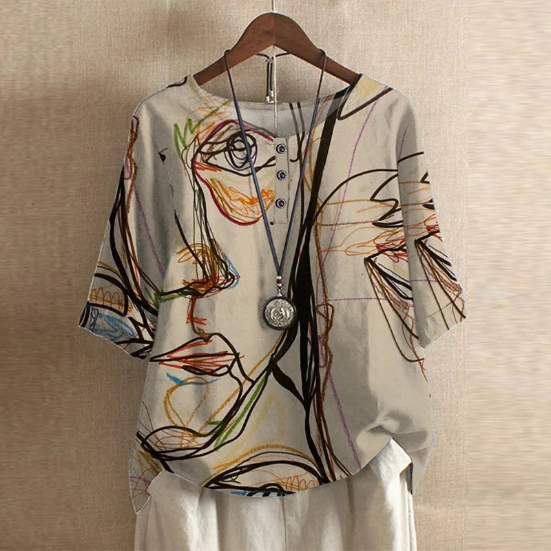 Women's Floral Button Blouse