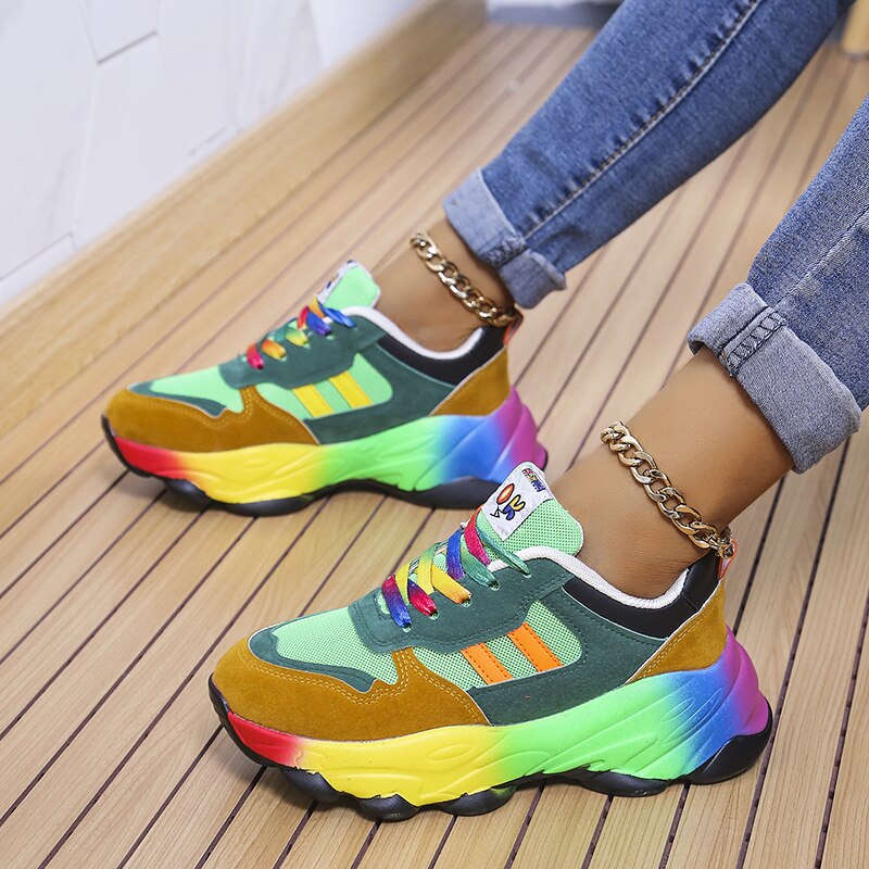 Women's Arch Support Rainbow Sneakers
