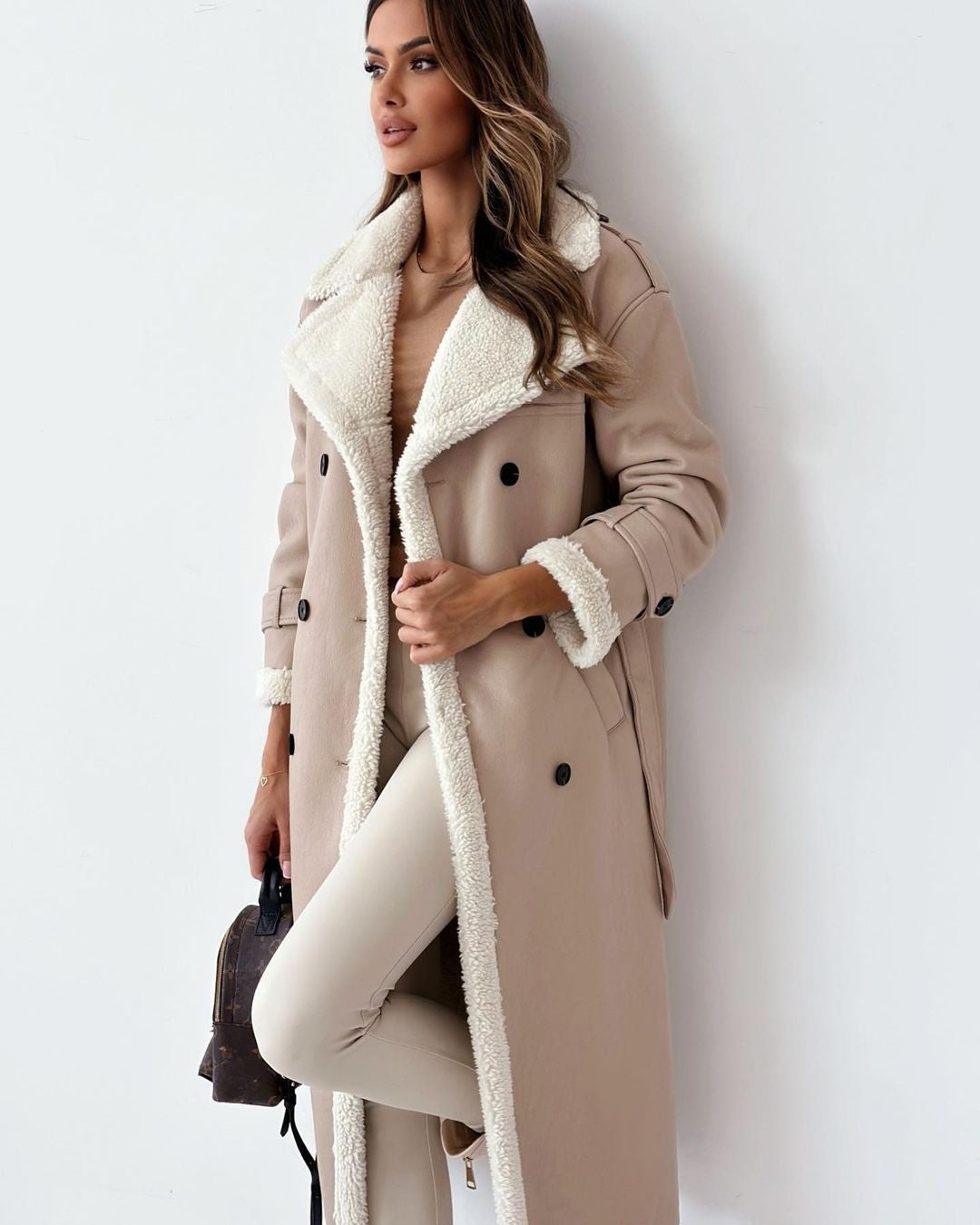 Women's Teddy Lined Double Breasted Coat