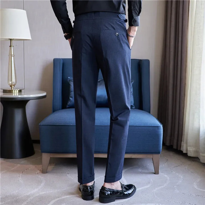 Men's High Waist Double Pleat Trousers