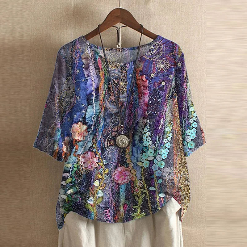 Women's Floral Button Blouse