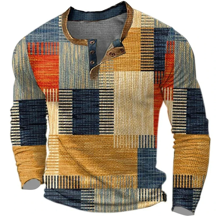 Men's Patchwork Long Sleeve Shirt