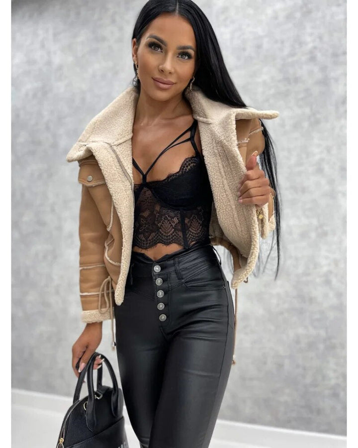 Women's Cropped Leather Biker Jacket