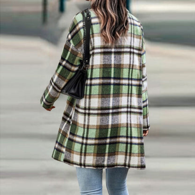 Women's Button Front Plaid Coat