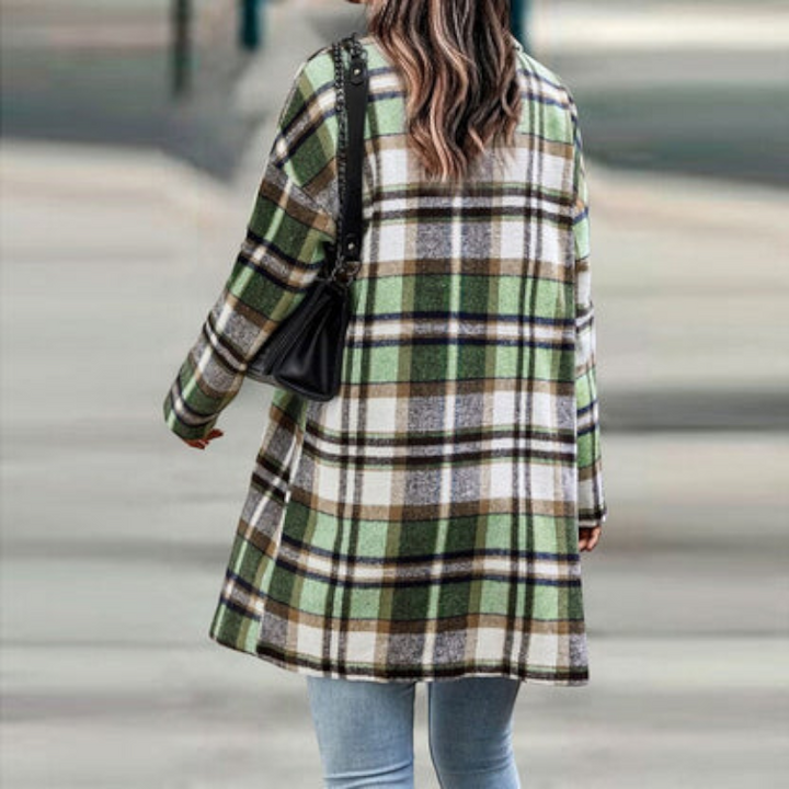 Women's Button Front Plaid Coat