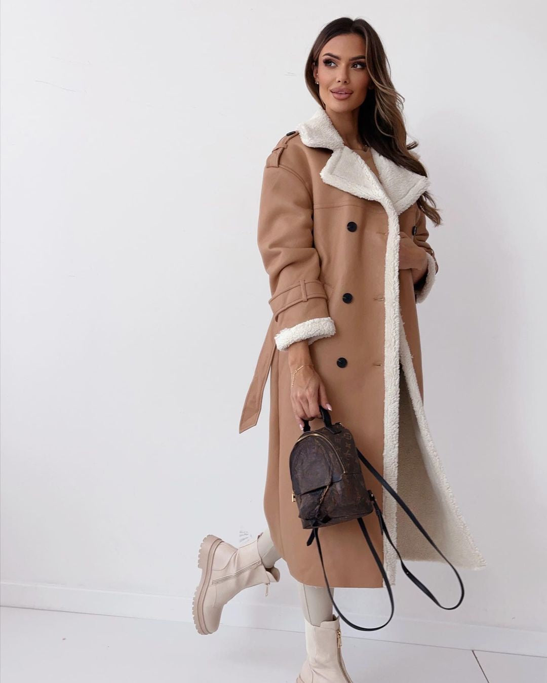 Women's Teddy Lined Double Breasted Coat