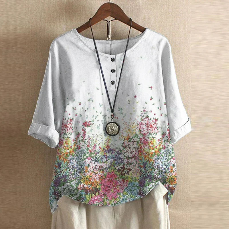 Women's Floral Button Blouse