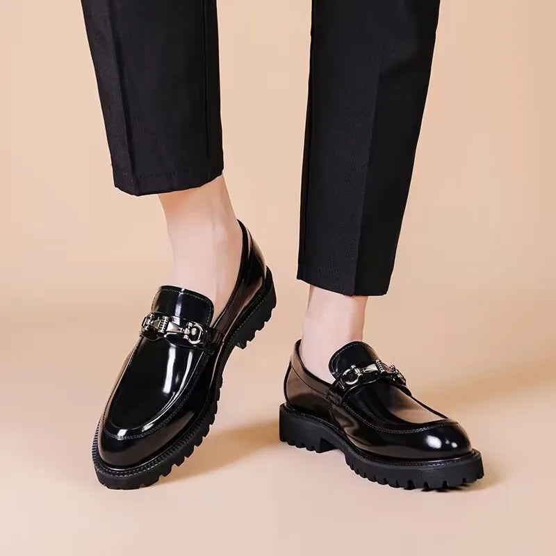 Men's Leather Loafers with Horse-Bit Detail