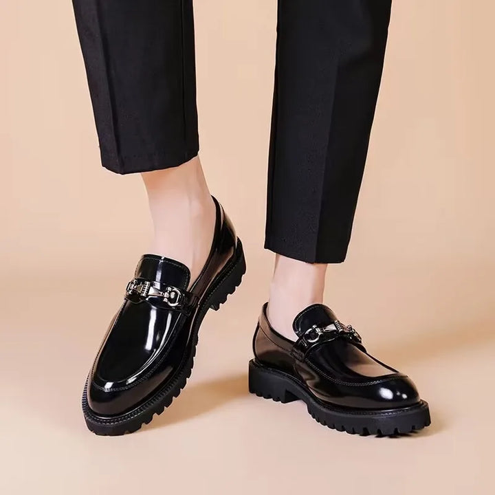 Men's Leather Loafers with Horse-Bit Detail