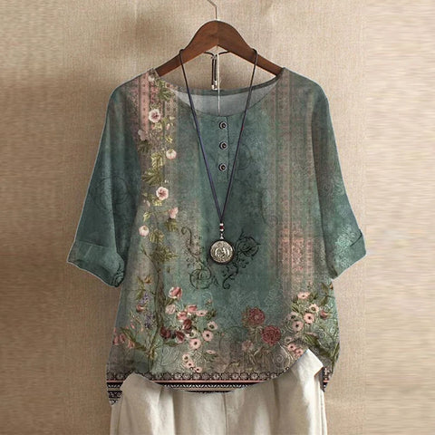 Women's Floral Button Blouse