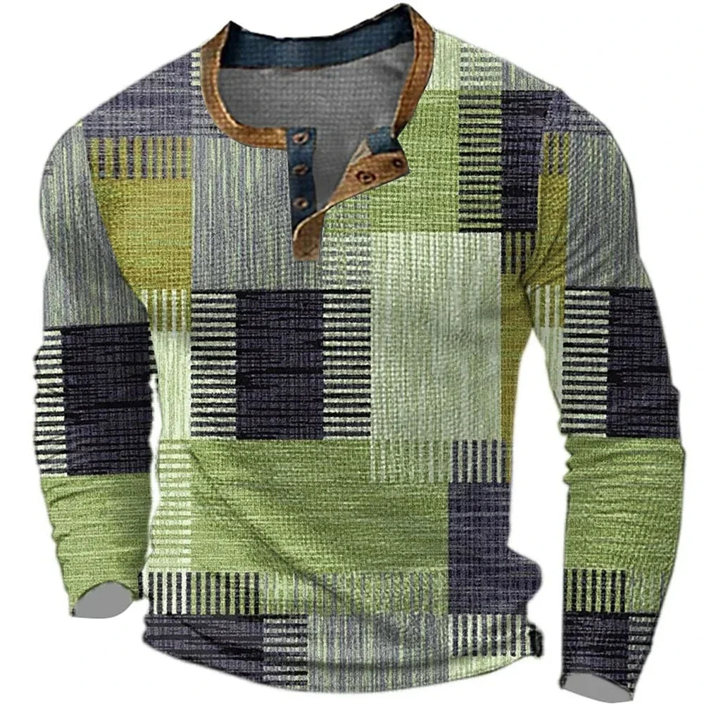 Men's Patchwork Long Sleeve Shirt