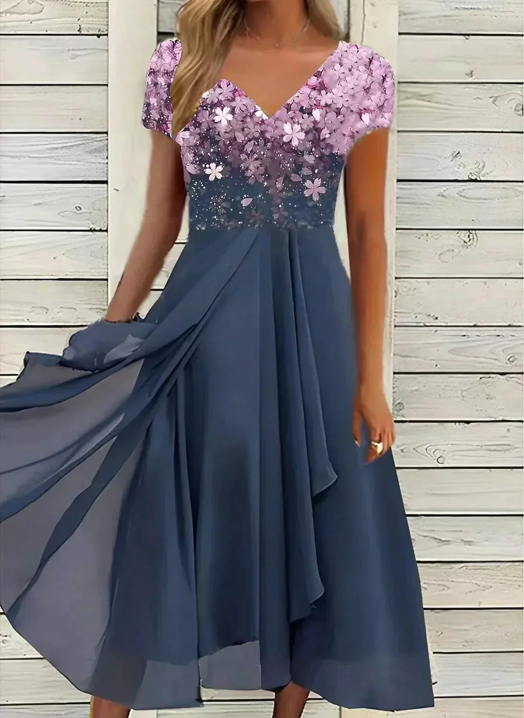 Women's Maxi Dress with Floral Pattern for Occasions