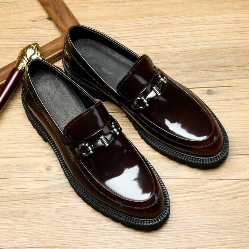 Men's Leather Loafers with Horse-Bit Detail