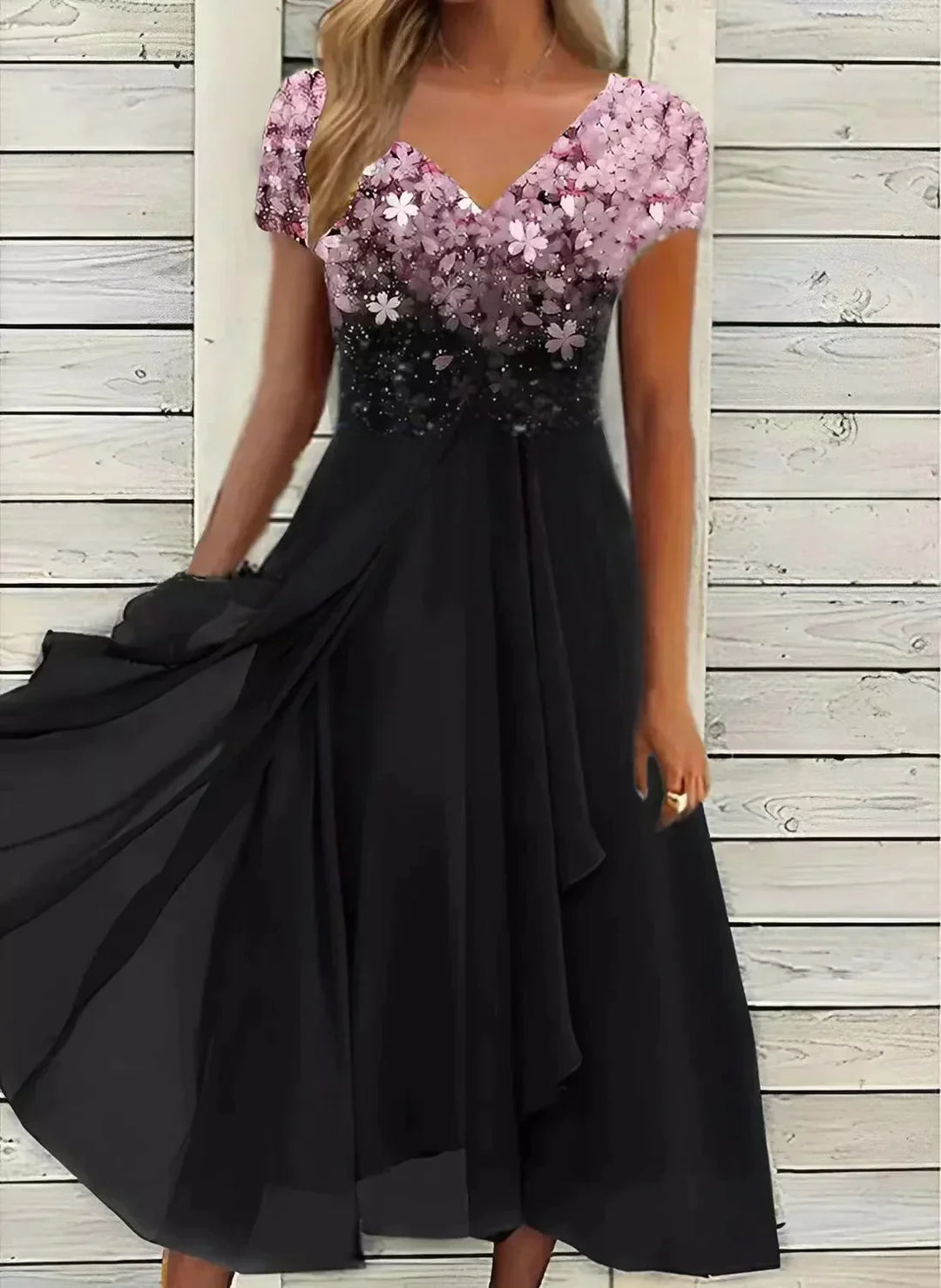 Women's Maxi Dress with Floral Pattern for Occasions