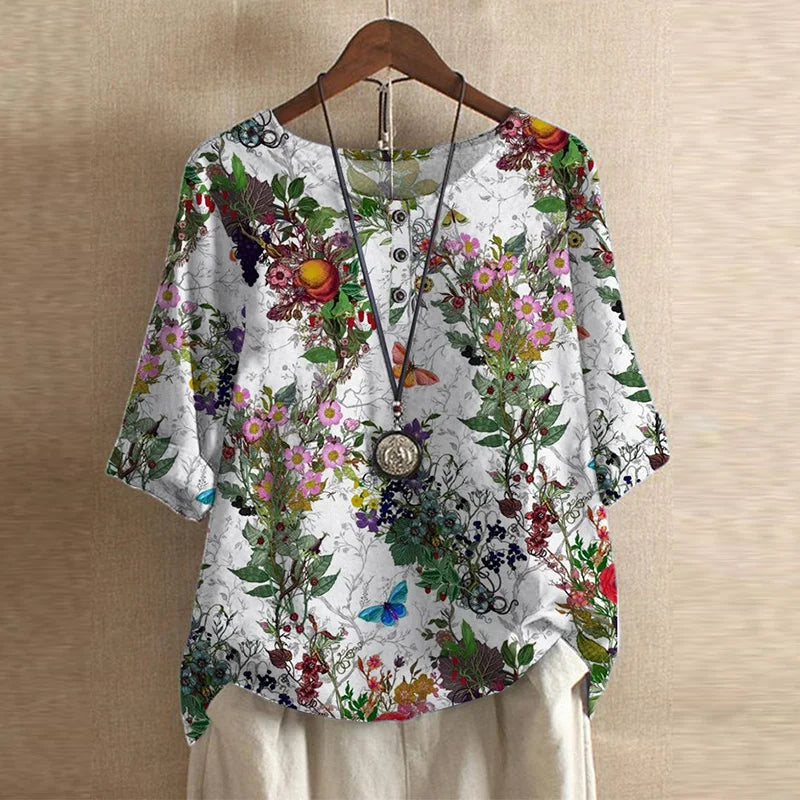 Women's Floral Button Blouse