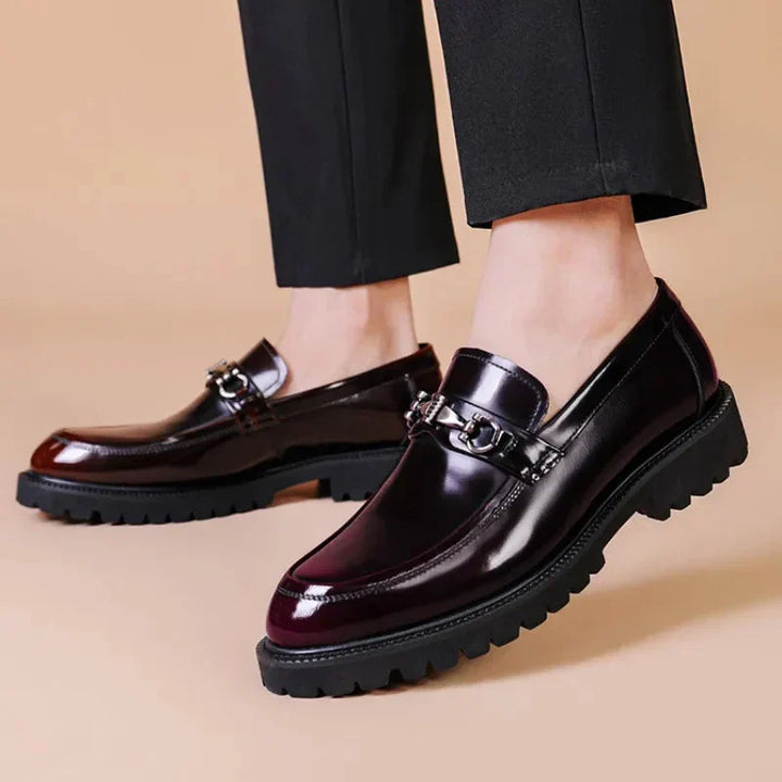 Men's Leather Loafers with Horse-Bit Detail