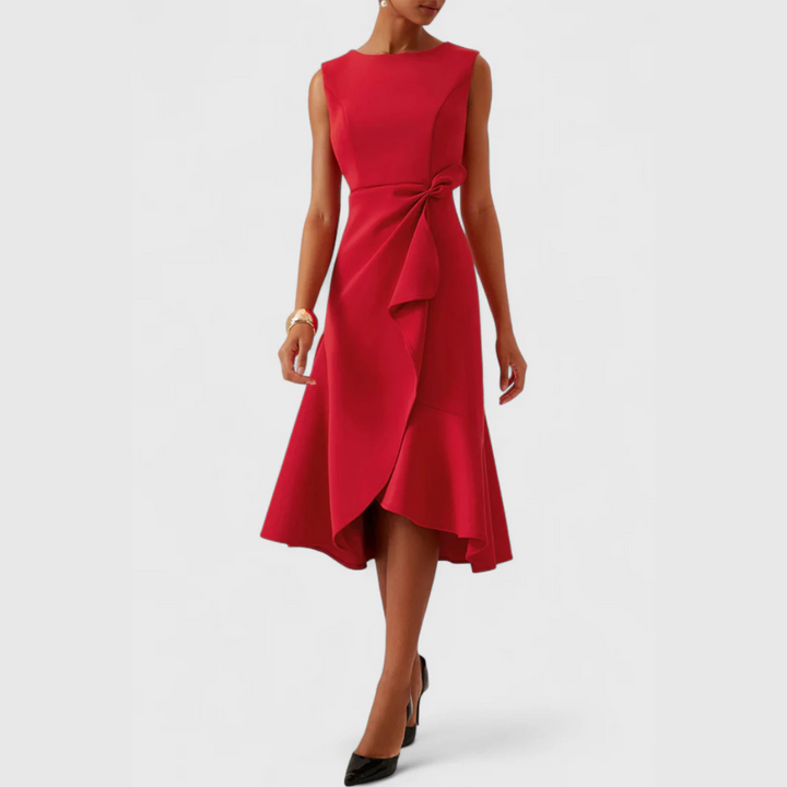 Irena | Asymmetrical Draped Midi Dress