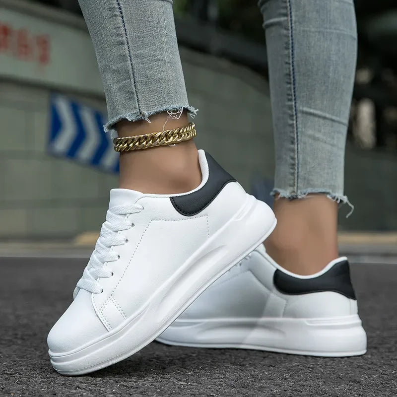 Classic Women's Sneakers With Thick Soles