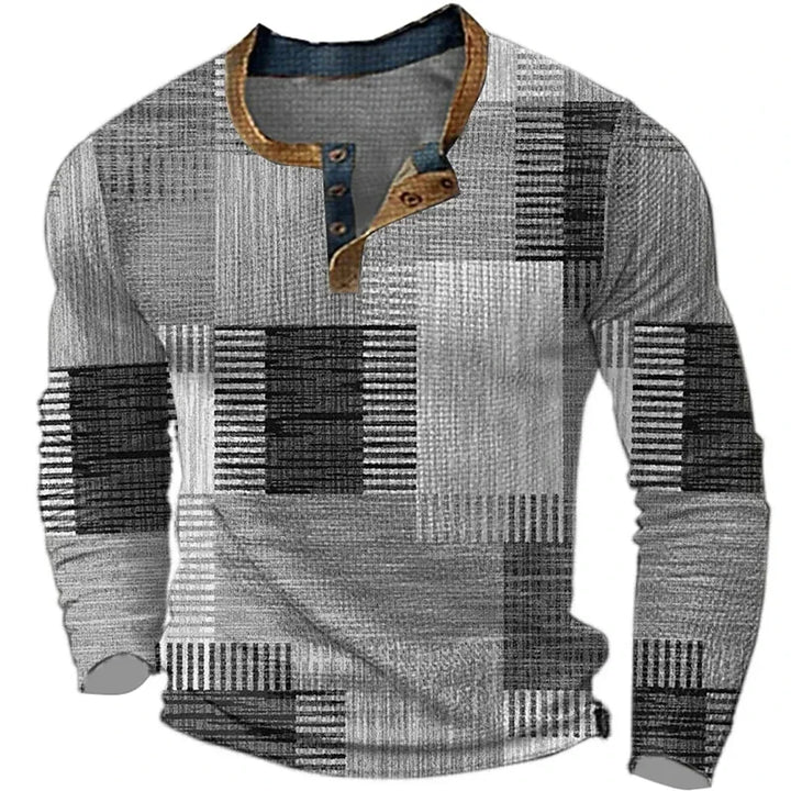 Men's Patchwork Long Sleeve Shirt