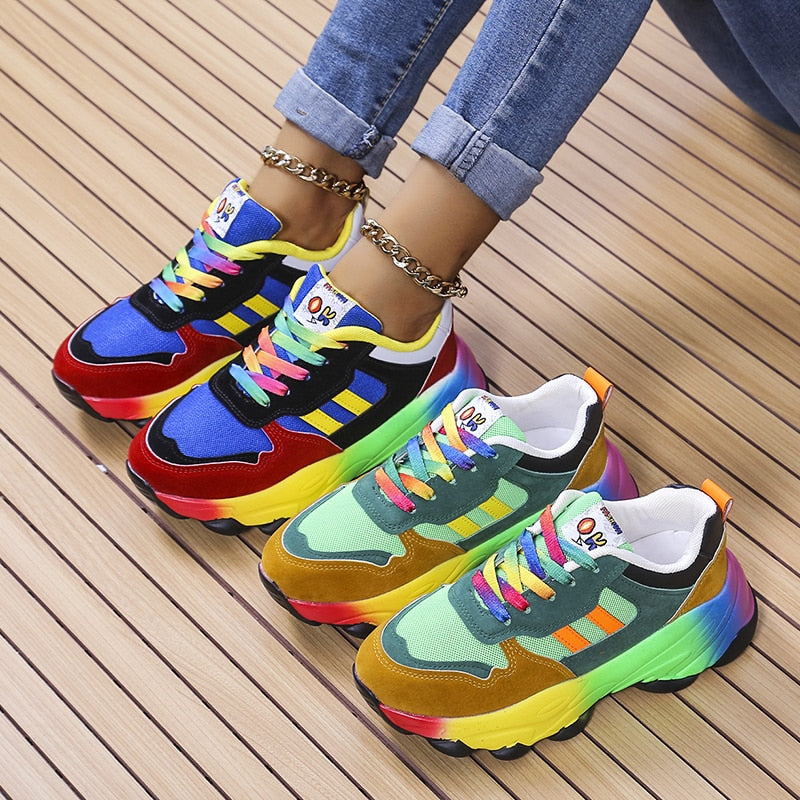 Women's Arch Support Rainbow Sneakers