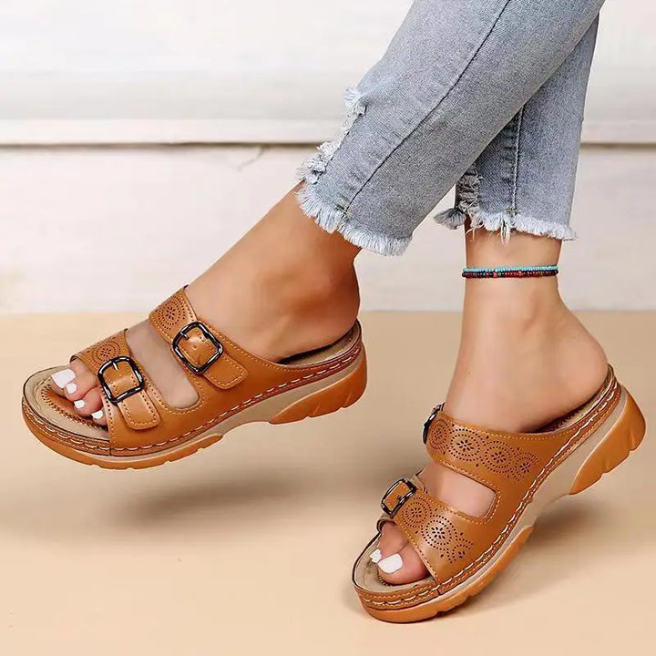 Barbara | Women's Orthopedic Leather Flip-Flops
