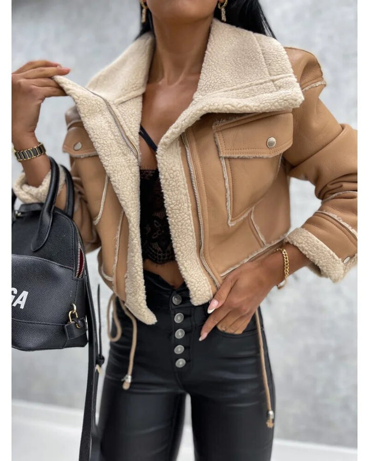 Women's Cropped Leather Biker Jacket
