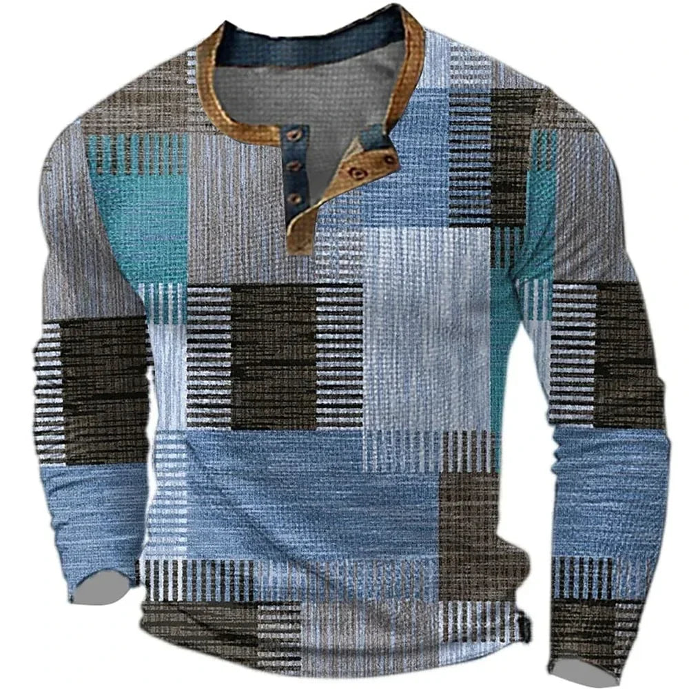 Men's Patchwork Long Sleeve Shirt