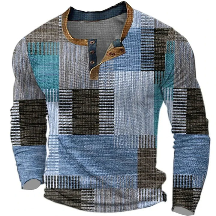 Men's Patchwork Long Sleeve Shirt