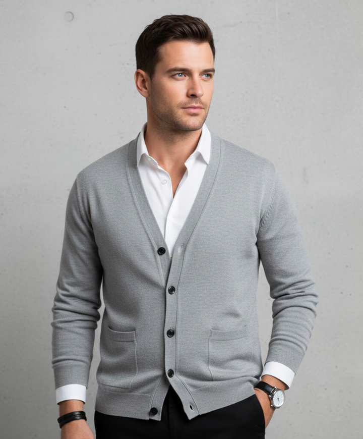 Men's V-Neck Button Cardigan