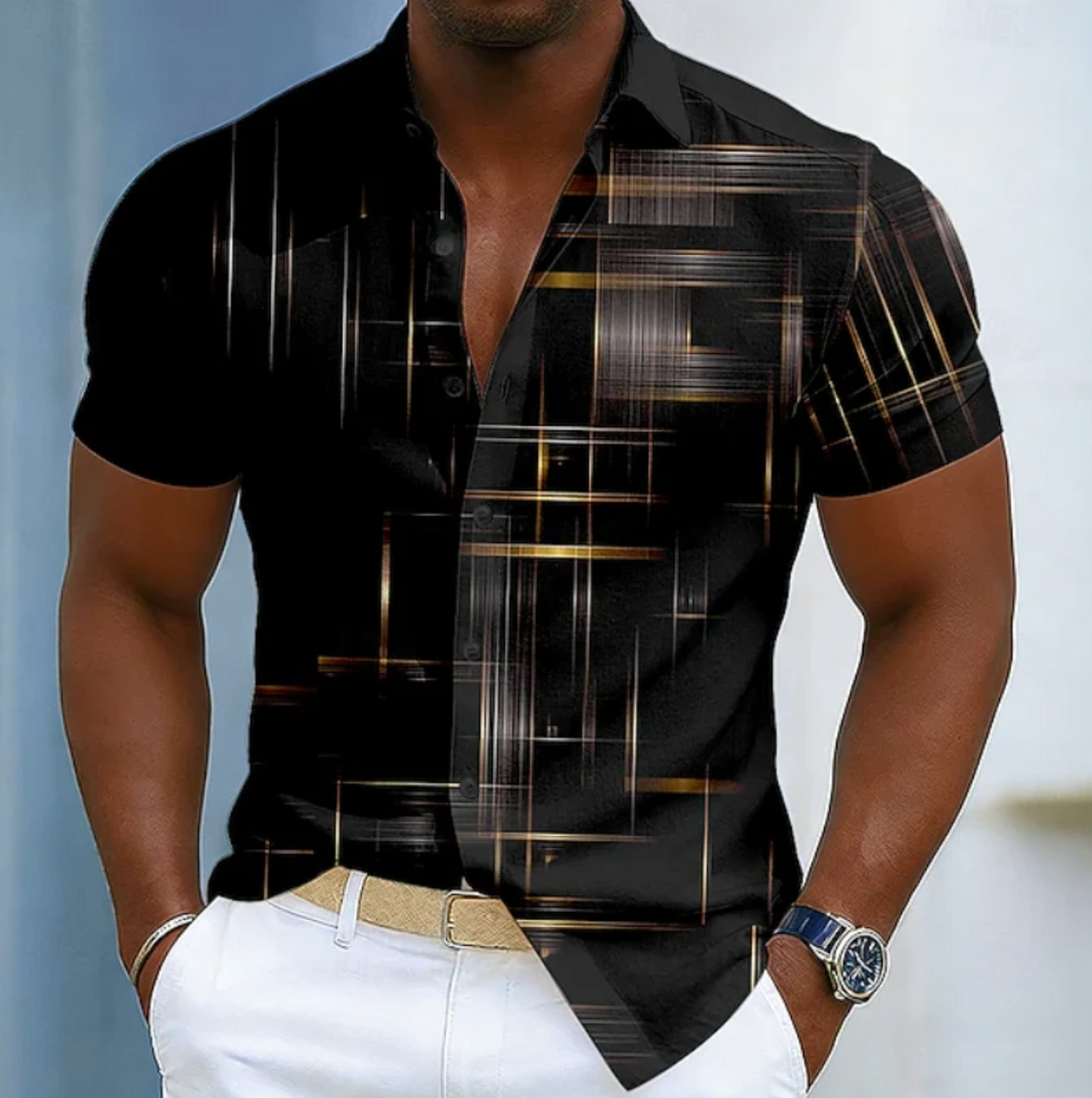 Men's Geometric Print Short Sleeve Shirt