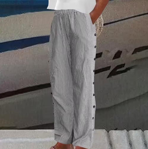Magdalena | Women's High Waist Striped Trousers