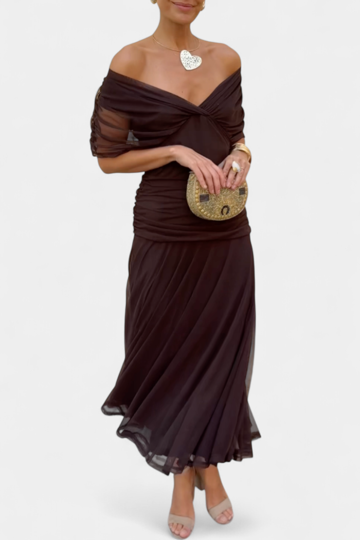 Natalia | Women's Maxi Evening Dress with Off-the-Shoulders