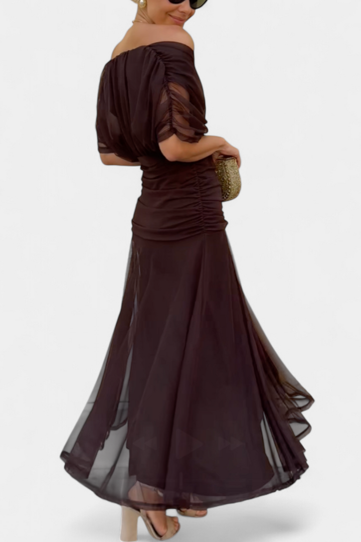 Natalia | Women's Maxi Evening Dress with Off-the-Shoulders