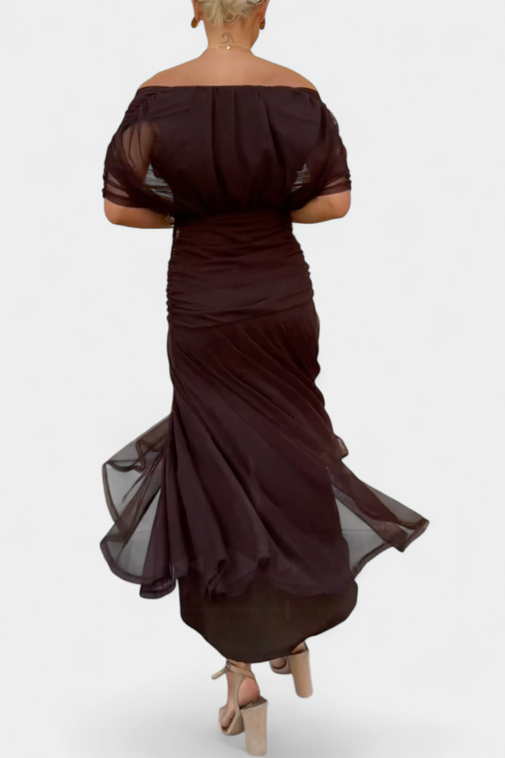 Natalia | Women's Maxi Evening Dress with Off-the-Shoulders