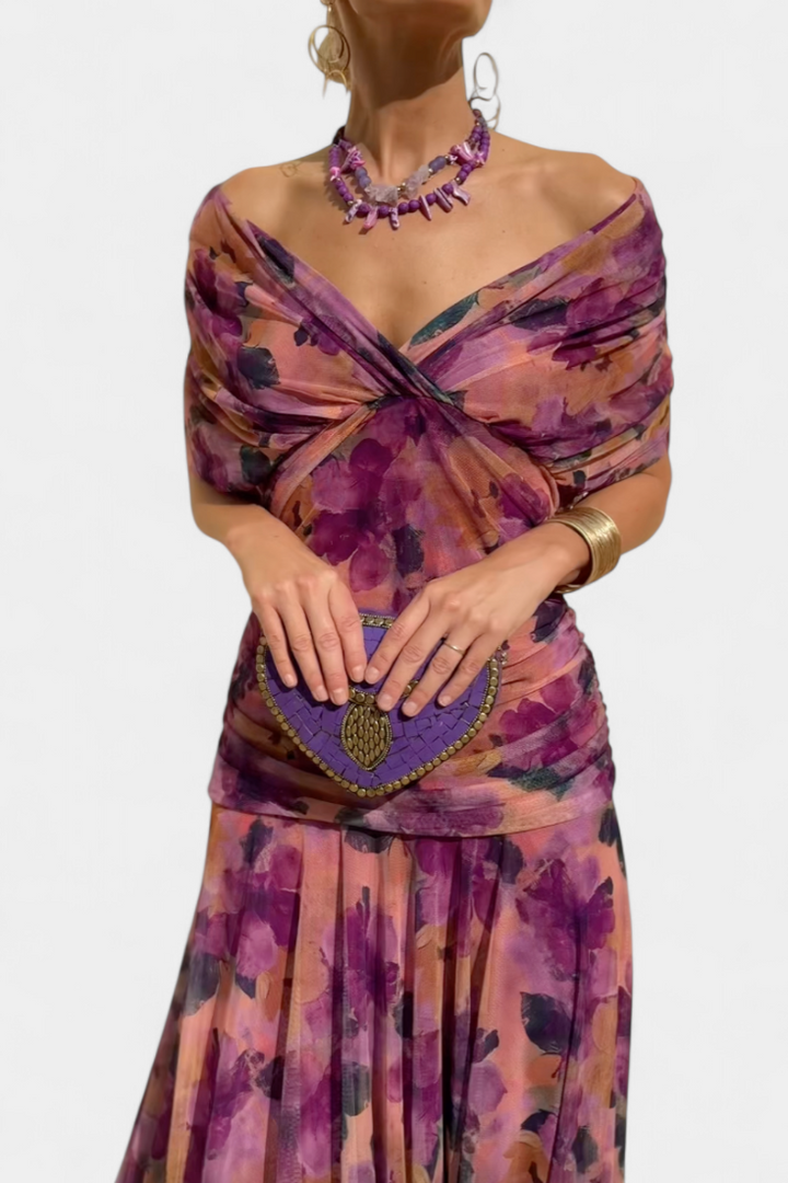 Natalia | Women's Maxi Evening Dress with Off-the-Shoulders