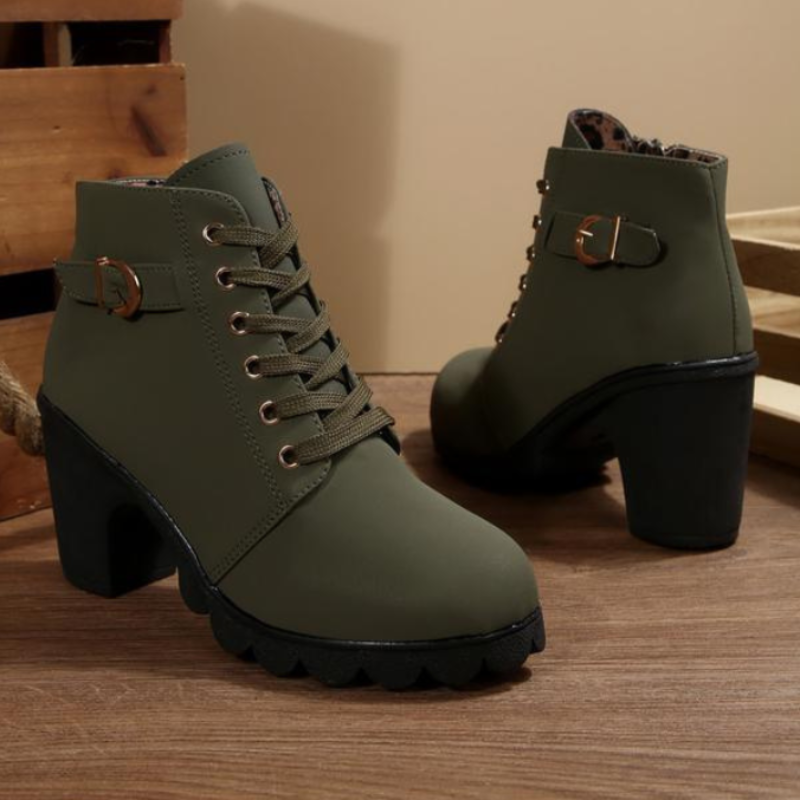 Women's Lace-Up Chunky Ankle Boots