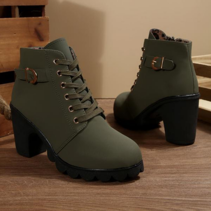 Women's Lace-Up Chunky Ankle Boots